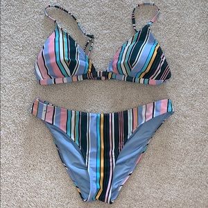 Multi color stripe bikini